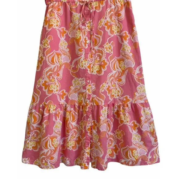 J.McLaughlin Foley Linen-Blend Dress Pink Trinidad Abstract Medium Beachy Resort - Picture 4 of 14